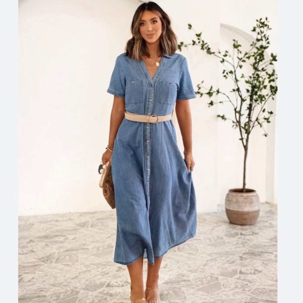 Denim Belted Dress